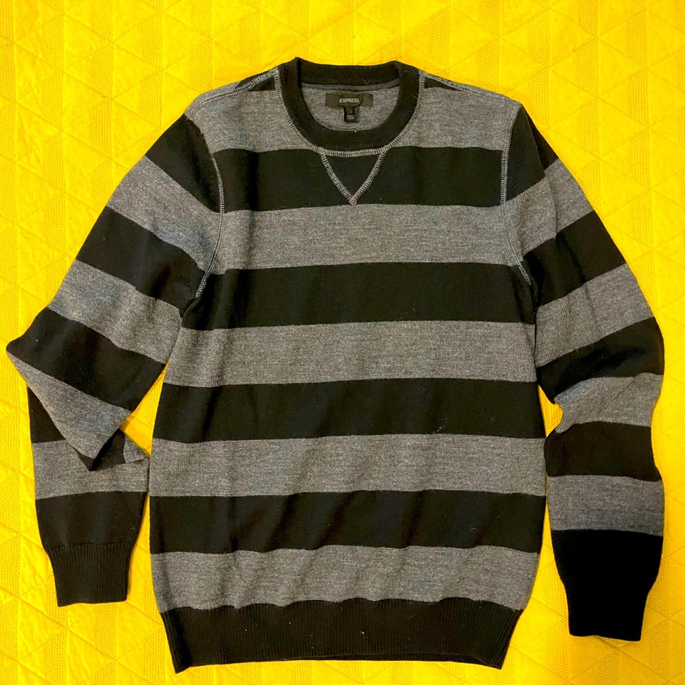 Vintage Black Striped Express Men’s Sweater